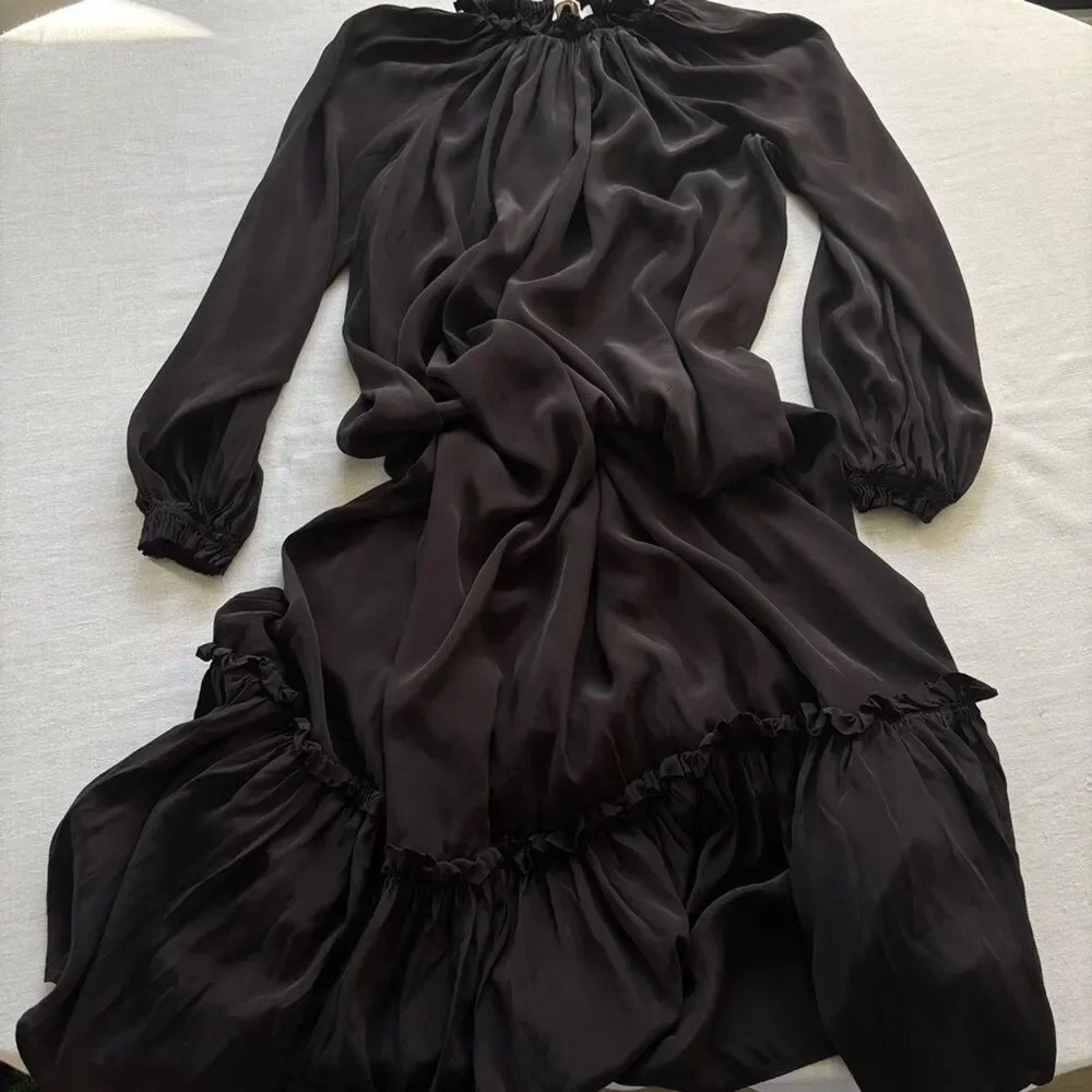 Zimmermann Black Silk Blend Long Maxi Dress S Elegant Evening - Picture 4 of 11